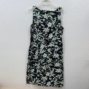 Chaos Ralph Lauren Sleeveless Navy Floral Shift Dress with Green/White Flowers